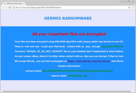 how to uninstall hermes ransomware.